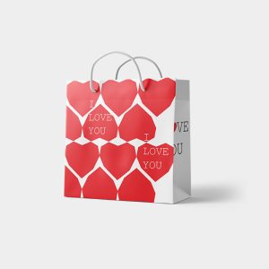 ساک دستی هدیه سایز 23x23x10 طرح عاشقانه (پک‌های 12 عددی)