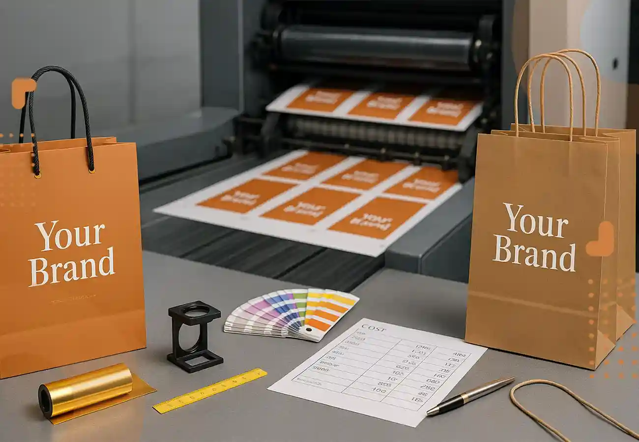 تصویر بگ های چاپ شده که کیفیت چاپ و رنگ بگ ها را بررسی می کنند_ قیمت ساک خرید دستی تبلیغاتی