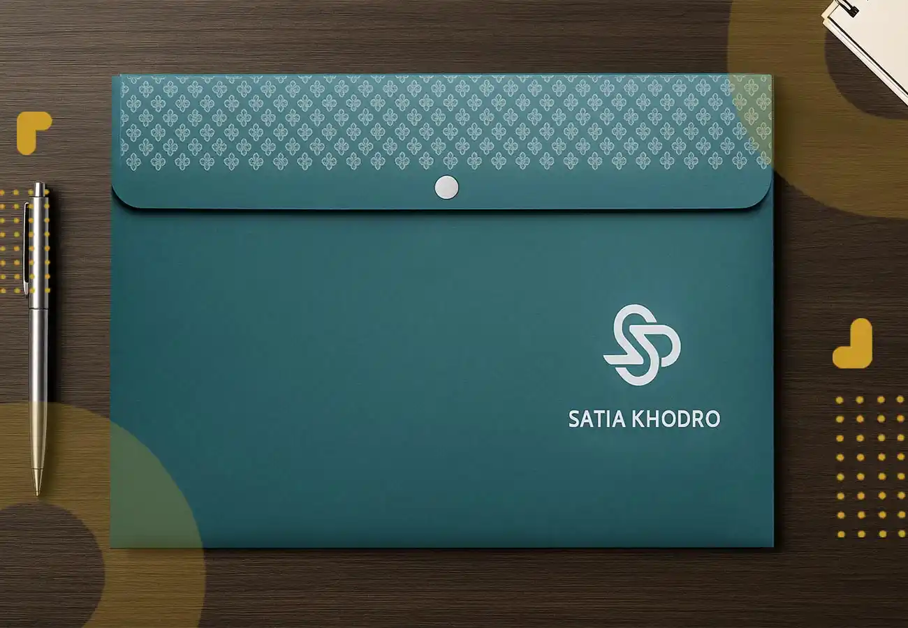 تصویر یک پاکت خلاقانه برای برندها با جنس مرغوب کاغذسنگی