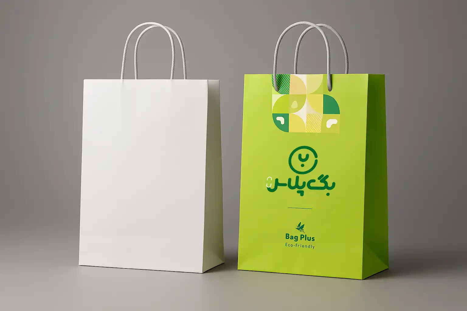 دو بگ شاپ که یکی بدون چاپ اختصاصی هست و دیگری با چاپ اختصاصی برند- طراحی و چاپ بسته بندی سفارشی