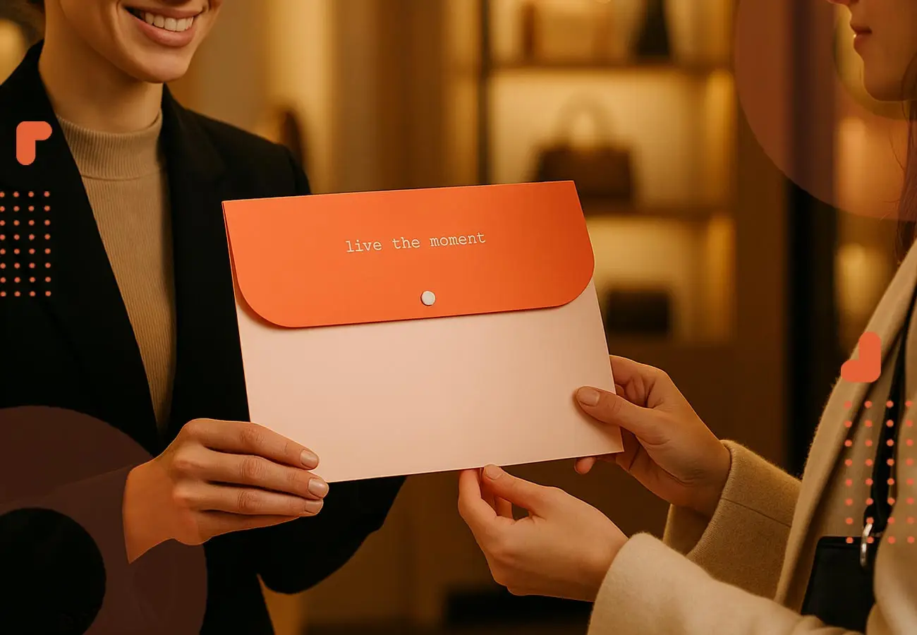 چاپ پاکت باکیفیت با طراحی شیک و درب نارنجی، مناسب برای ارائه اسناد و هدایا در محیط‌های رسمی و فروشگاهی