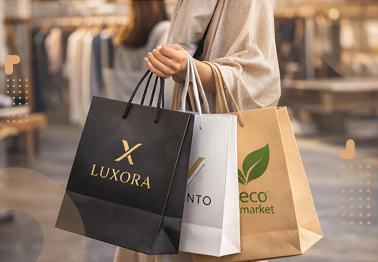 تصویر چند بگ تبلیغاتی در دست مشتری، بگ تبلیغاتی بهعنوان رسانه تبلیغاتی متحرک