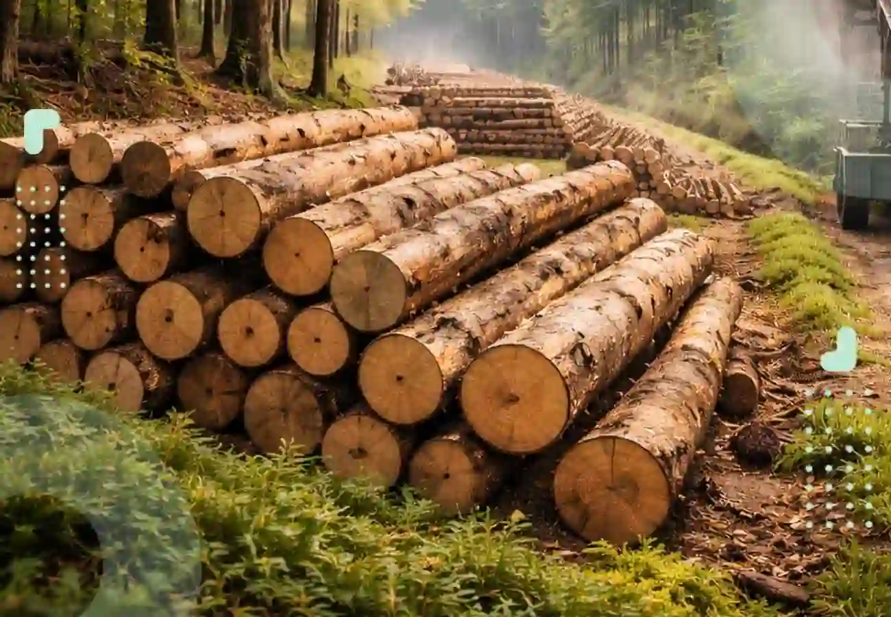تصویر درختان قطع شده برای تولید کاغذ _ارتباط مستقیم بین تولید کاغذ و قطع درختان_